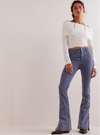 Free People Level Up Stripe Slim Flare Jeans